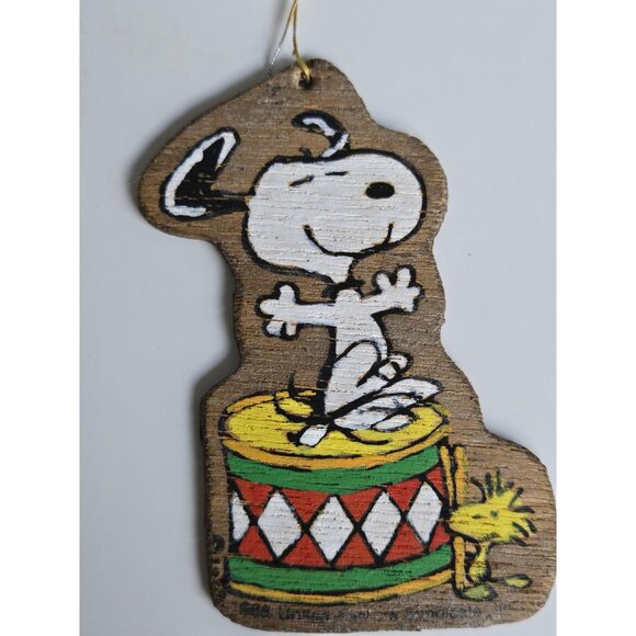 Snoopy and Woodstock Christmas Ornaments Vintage Set of 3 50s & 60s Wooden Retro - Picture 9 of 10